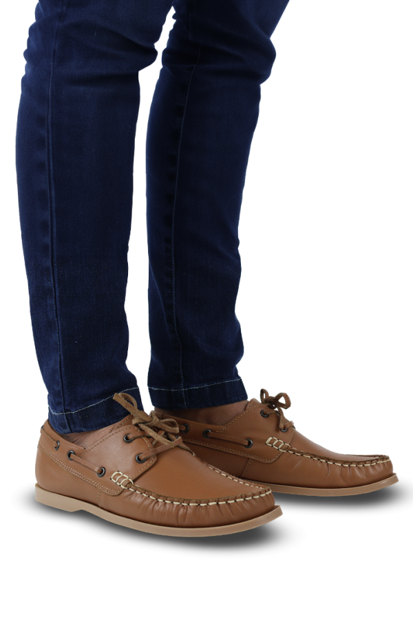Zapato Casual De Caballero Tipo Mocasín Nautico color Miel marca Rams Cottons